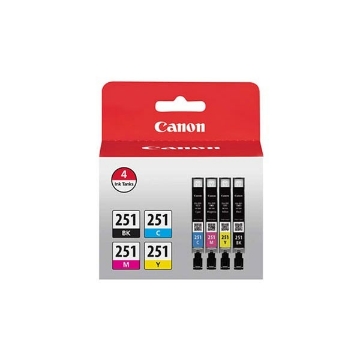 Show details for Canon 6513B004 (CLI-251) OEM Black/Cyan/Magenta/Yellow Ink Cartridges (4 pk) Picture of Canon 6513B004 (CLI-251) OEM Black/Cyan/Magenta/Yellow Ink Cartridges (4 pk)