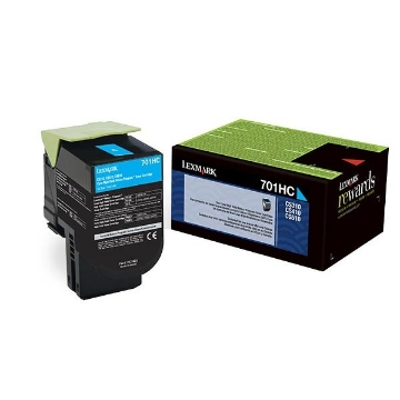 Show details for Lexmark 70C1HC0 (Lexmark #701HC) OEM High Yield Cyan Toner Cartridge Picture of Lexmark 70C1HC0 (Lexmark #701HC) OEM High Yield Cyan Toner Cartridge