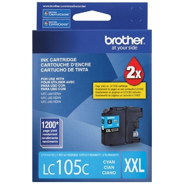 Picture of Brother LC-105C OEM Extra High Yield Cyan Ink Cartridge