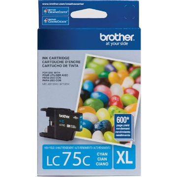 Show details for Brother LC-75C OEM High Yield Cyan Inkjet Cartridge Picture of Brother LC-75C OEM High Yield Cyan Inkjet Cartridge
